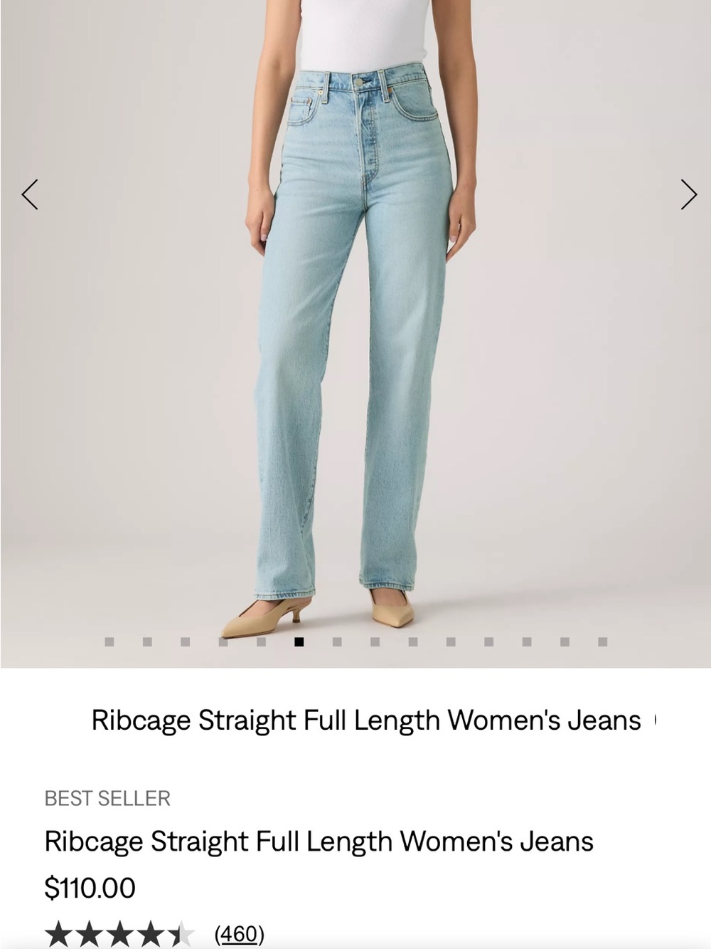 Levi's Ribcage Straight Full Length Women’s Jeans - Light Blue Wash